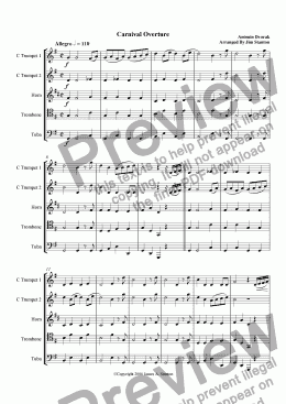 page one of Dvorak Carnival Overture for Brass Quintet