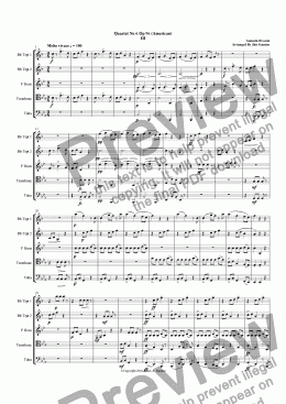 page one of Dvorak Quartet No 6 (American) Mvt 3 for Brass Quintet