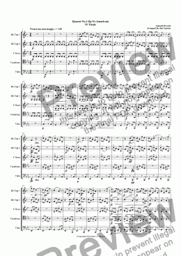page one of Dvorak Quartet No 6 (American) Mvt 4 for Brass Quintet