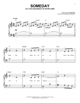 page one of Someday (from The Hunchback Of Notre Dame) (Very Easy Piano)