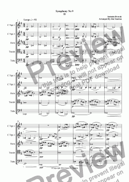 page one of Dvorak Symphony No 9 Mvt 2 for Brass Quintet