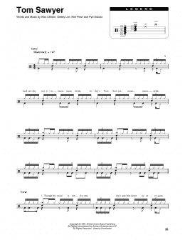 page one of Tom Sawyer (Drums Transcription)