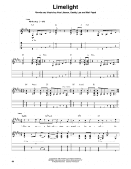 page one of Limelight (Guitar Tab (Single Guitar))