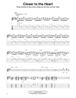 page one of Closer To The Heart (Guitar Tab (Single Guitar))