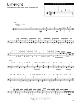 page one of Limelight (Drums Transcription)