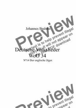 page one of Deutsche Volkslieder  WoO 34 Nº14 Der englische Jäger. 