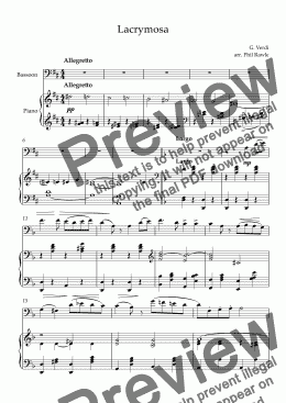 page one of Lacrymosa (Verdi Requiem) - Bassoon and Piano