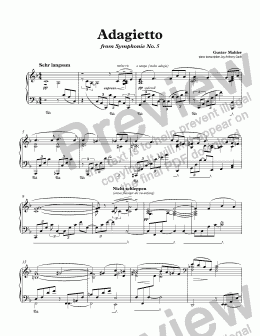 page one of Mahler - Piano arrangement of the Adagietto from Symphony #5
