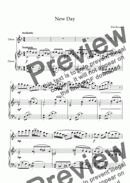 page one of New Day - Oboe and Piano