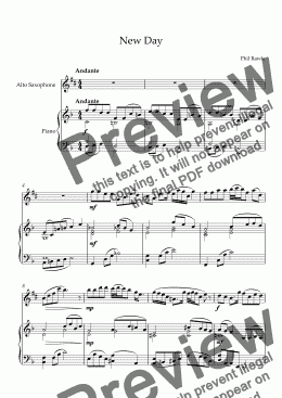 page one of New Day - Alto Sax and Piano