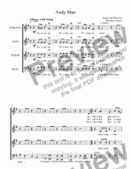 page one of Andy Man (song for vocal quartet)