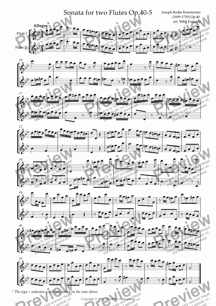 page one of Sonata (Duet) for two Flutes Op.40-5