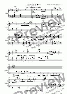 page one of Setrak’s Blues for Jazz Piano