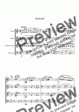page one of Arrival - Wind Quartet