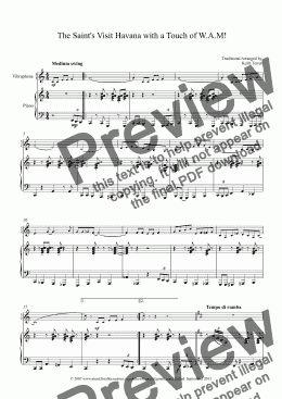 page one of The Saint’s Visit Havana with a Touch of W.A.M. for Marimba/Vibraphone & Piano