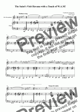 page one of The Saint’s Visit Havana with a Touch of W.A.Mozart for Eb Alto Saxophone & Piano