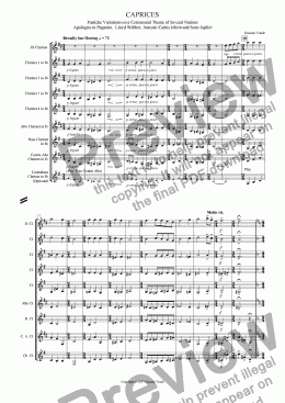 page one of Caprices for Clarinet Choir