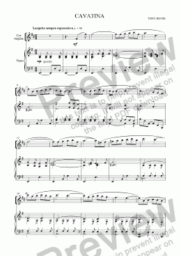 page one of Cavatina for Cor Anglais and Piano