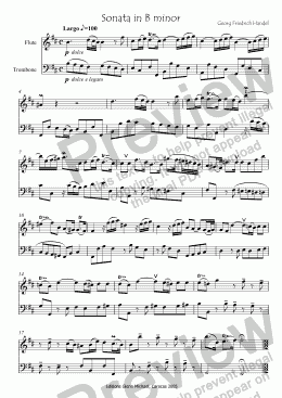 page one of Handel Sonata in B minor for Trombone & Flute 