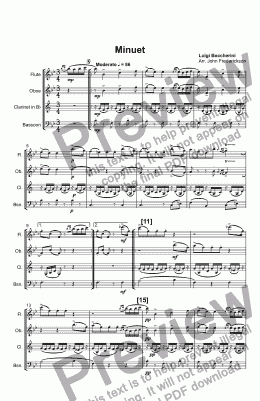 page one of Minuet (Boccherini 