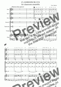 page one of Classroom Blues for Classroom Ensemble
