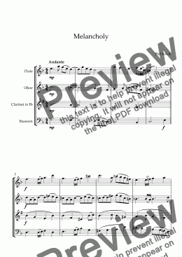 page one of Melancholy - Wind Quartet