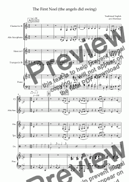 page one of The First Noel (the angels did swing) - arranged for training Christmas Jazz Wind Band