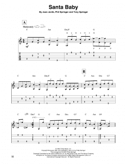 page one of Santa Baby (Solo Guitar)