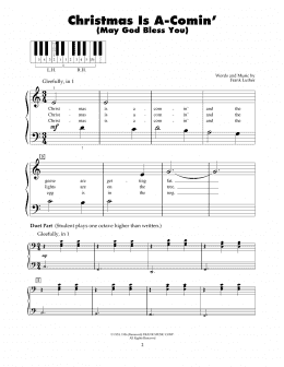 page one of Christmas Is A-Comin' (May God Bless You) (5-Finger Piano)