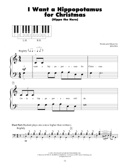 page one of I Want A Hippopotamus For Christmas (Hippo The Hero) (5-Finger Piano)