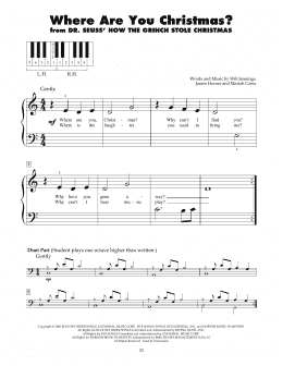 page one of Where Are You Christmas? (from How The Grinch Stole Christmas) (5-Finger Piano)