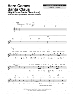 page one of Here Comes Santa Claus (Right Down Santa Claus Lane) (Harmonica)