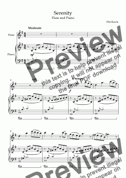 page one of Serenity - Flute and Piano