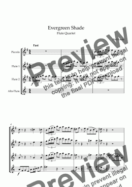 page one of Evergreen Shade - Flute Quartet