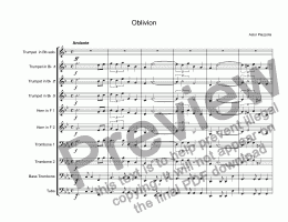 page one of Piazzolla - Oblivion for trumpet Bb & brass band