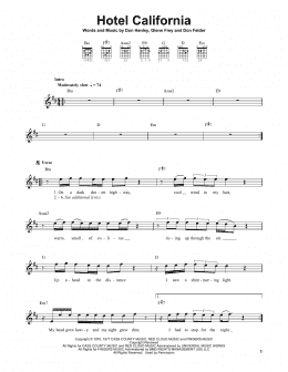 page one of Hotel California (Easy Guitar)