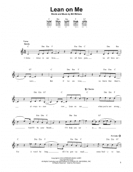 page one of Lean On Me (Easy Guitar)