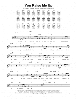 page one of You Raise Me Up (Easy Guitar)