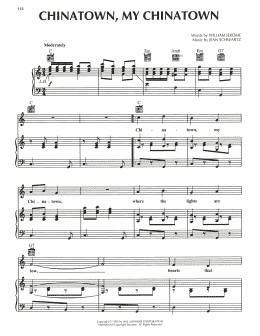 page one of Chinatown, My Chinatown (Piano, Vocal & Guitar Chords (Right-Hand Melody))