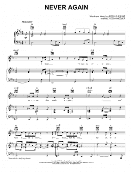 page one of Never Again (Piano, Vocal & Guitar Chords (Right-Hand Melody))