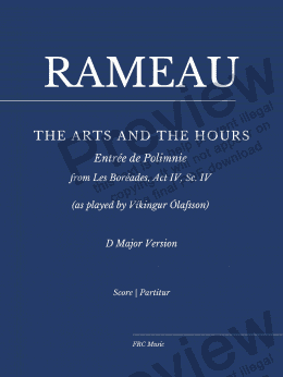 page one of Rameau: Les Boréades: "The Arts and the Hours" for Piano (as played by Víkingur Ólafsson) in D MAJOR