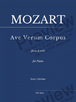 page one of Mozart: Ave Verum Corpus K. 618 (as Played by Vikingur Olafsson) for Piano Solo