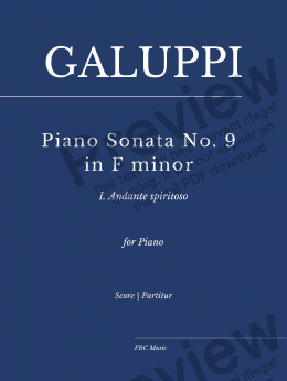 page one of Galuppi: Piano Sonata No. 9 in F Minor: I. Andante spiritoso (As played by Víkingur Ólafsson)