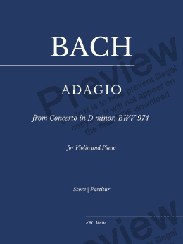 page one of Adagio from Concerto in D minor, BWV 974 (Concerto d'après Marcello) for Violin and Piano