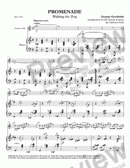 page one of Gershwin: "Walking the Dog"  - arr. for Bb clarinet & piano  by Jay Anthony Gach