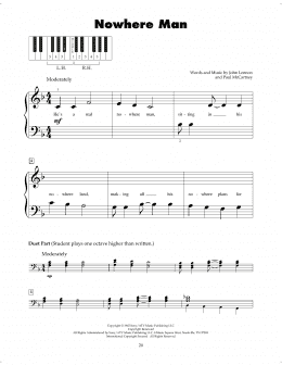 page one of Nowhere Man (5-Finger Piano)