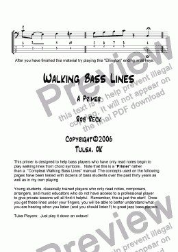 page one of Walking Bass Lines Primer (Revised)
