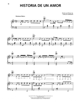 page one of Historia De Un Amor (Piano, Vocal & Guitar Chords (Right-Hand Melody))
