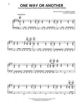 page one of One Way Or Another (Piano, Vocal & Guitar Chords (Right-Hand Melody))