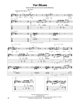 page one of Yer Blues (Guitar Tab)